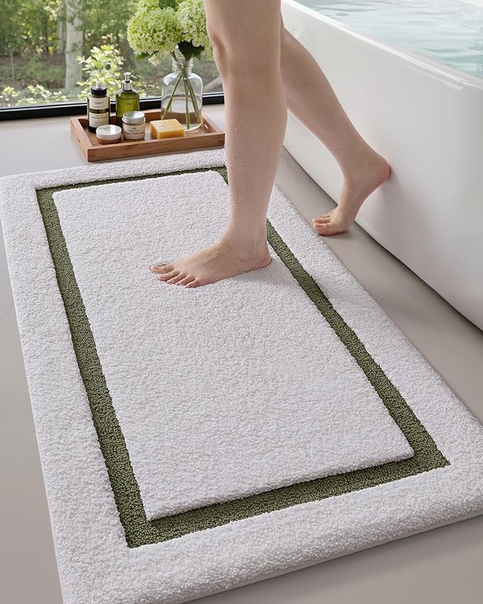 Color&Geometry Bathroom Rugs, Water Absorbent and Quick Dry Microfiber Bath Rugs-24"x43", Non-Slip, Machine Washable, Extra Soft Plush Bath Mats for Bathroom, Laundry Room, Shower and Tub