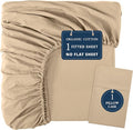LANE LINEN Twin XL Fitted Sheet, 100% Organic Cotton 2-Piece Set (1 Fitted Sheet, 1 Pillowcase), Percale Weave, Bottom Sheet, Soft, Breathable, Fits Mattress Upto 15" Deep - Linen (No Flat Sheet)