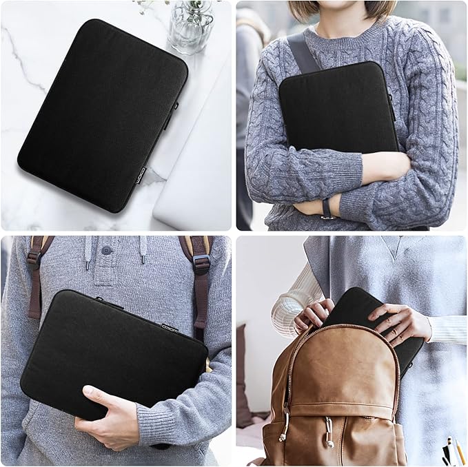 MoKo 9-11 Inch Tablet Sleeve Bag Carrying Case Fits New 11inch iPad Air M3, iPad A16 2025, iPad Pro 11 M4, Air 5/4/3, iPad 10/9/8th Gen, Tab S8/S9 11", Black | Black