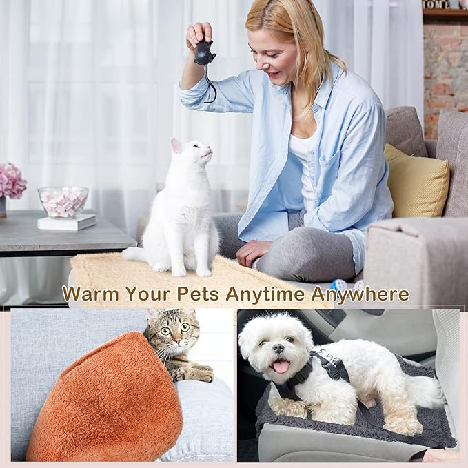 Newwiee 6 Pcs Blankets for Dogs Cats, Soft Warm Fluffy Fleece Pet Calming Blanket, Washable Flannel Throw for Small Medium Pet, Gray/Beige/Khaki(24 x 18 Inch)