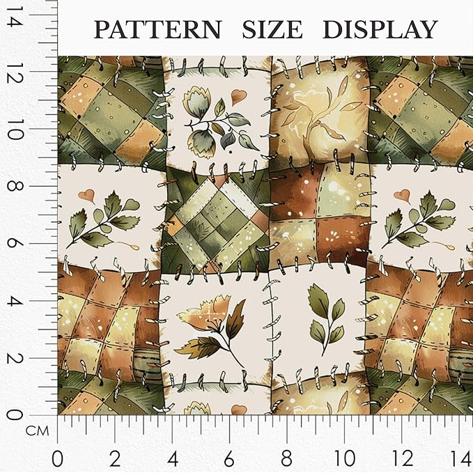 Olive Meadow Patchwork Cotton Fabric – Green & Earth Tone Botanical Patchwork Print Cotton 140 GSM, Panel 61 × 36.6 Inches, Pre-Cut Sewing Fabric Panel for Quilting, Crafts & Home Decor (USA Size)