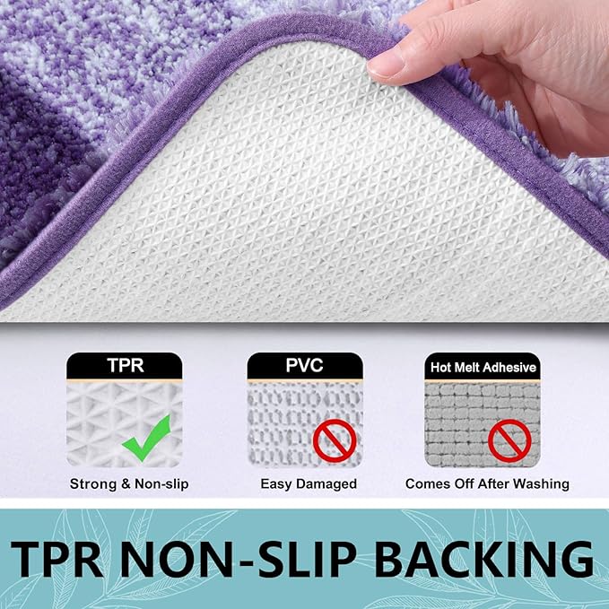 Arotive Microfiber Bathroom Rugs, Shaggy Soft and Absorbent Bath Rug, Non-Slip, Thick Plush Machine Washable Dry Bath Mats for Bathroom, Tub and Shower, 45x27, Dark Purple, Rectangular