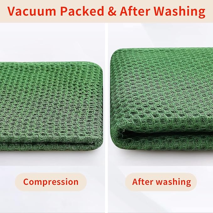 Homaxy 100% Cotton Kitchen Towels and Dishcloths Set, 12 x 12 Inches and 13 x 28 Inches, Set of 8 Bulk Kitchen Towels Set, Ultra Soft Absorbent Dish Cloths for Washing Dishes, Grass Green