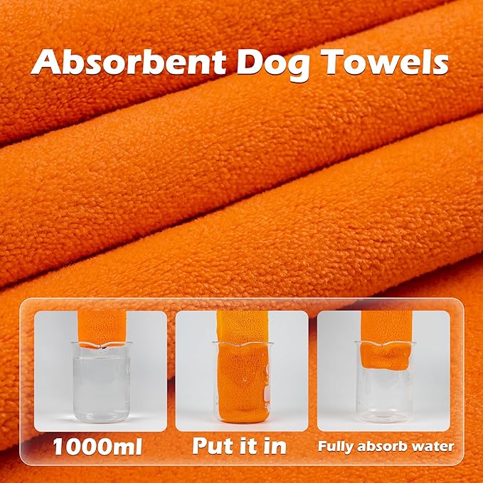 MICOOYO Dog Towels for Drying Dogs 3 Pack, Ultra Absorbent Microfiber Pet Bath Blanket | Quick Dry Towel for Dogs and Cats, 28"x40", L
