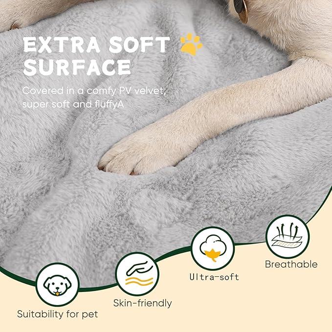 ZENGAOOU Dog Crate Bed Washable, Plush Anti-Slip Kennel Pad with Soft Flat Cushioning, Home Crate Use, Travel, and Training in Metal or Plastic Dog Cages, 24 x 18 Inch, Grey