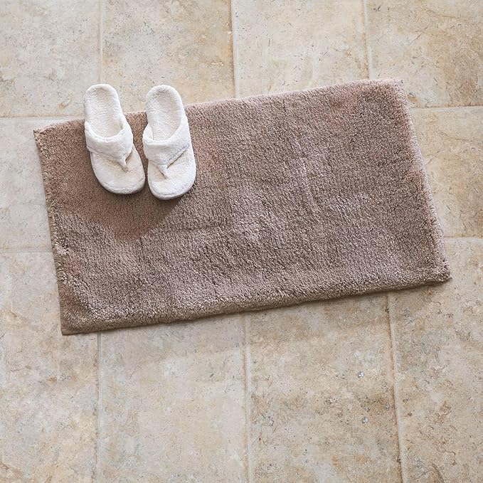 Cuddledown Memory Foam Bath Rug | 100% Cotton Cover | Memory Foam Insert | Soft & Sinkable | Removable Cover | Oeko-TEX Standard 100 Certified | 21" x 34" | Tan
