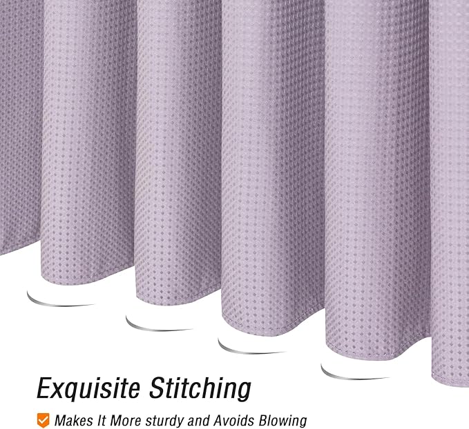 Gibelle Small Stall Shower Curtain 36 x 72, Narrow Half Waffle Weave Textured Fabric Shower Curtain for Bathroom, Water Repellent, Machine Washable, Lavender