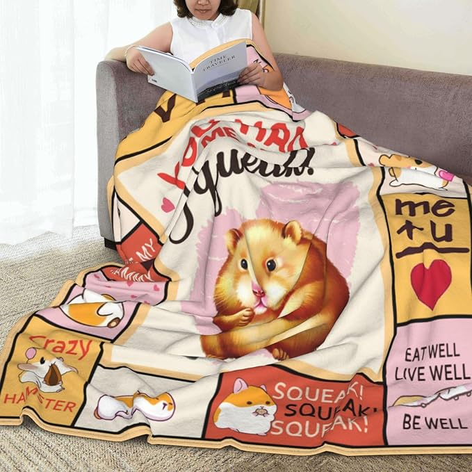 Hamster Blanket Hamster Throw Blanket Soft Fleece Flannel Bedding Gifts for Men Boys Women Girls Lovers Adults Stuff Plush for Couch Sofa Bed Room Decor 60"X80"