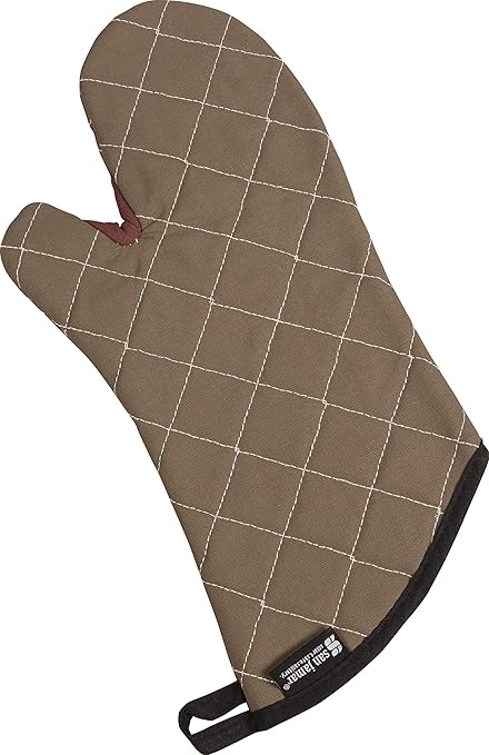 San Jamar 800FG13 BestGuard Commercial Heat Protection Up To 450° F Oven Mitts (Pair), 13" Length, Tan