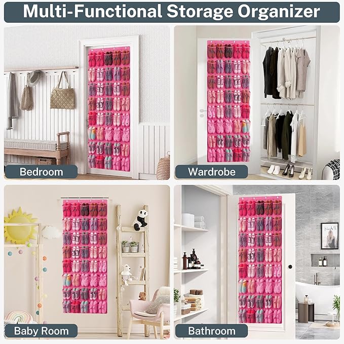 Hualleko 40-Pocket Over the Door Shoe Organizer - Large Mesh Pocket Hanging Shoe Organizer,Behind the Door Shoes Storage Holder Hanger