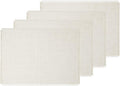 Solino Home Linen Light Natural Placemats Set of 4-100% Pure Linen Placemats 14 x 19 Inch for Spring, Easter - Fringe
