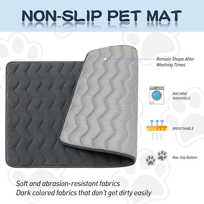 Bubble bear Dog Crate Mat - Upgraded Thick, Ultra Soft, Washable & Anti-Slip Kennel Pad for Small/Medium/Large Dogs, Dark-Hued to Hide Stains (59"x35")