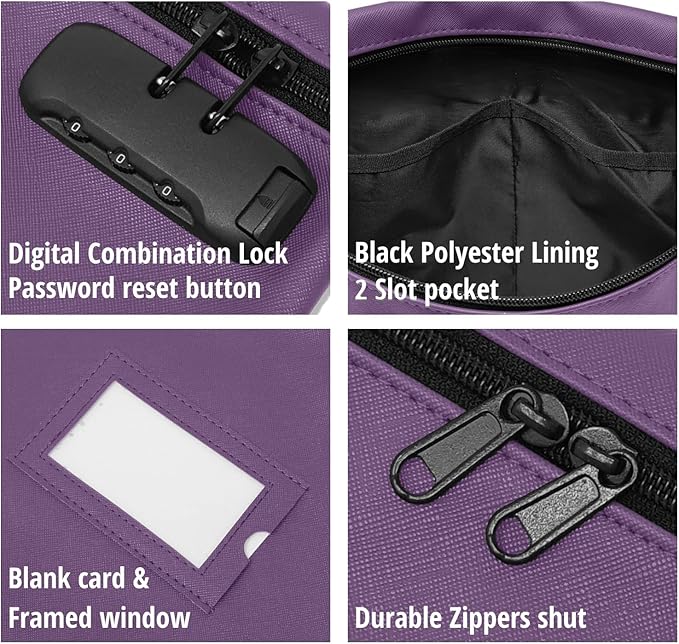 GIDABRAND Medicine Bag | 12x8 Inch Med Bag | Medication Bag for Traveling | Locking Zipper Pouch Organizer (Purple)