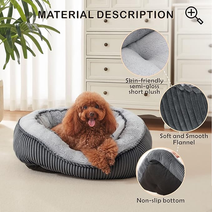 SIWA MARY Small Dog Beds for Small Dogs Cats, Washable Pet Bed, Cat Beds for Indoor Cats, Rectangle Soft Calming Sleeping Warming Puppy Bed with Anti-Slip Bottom(20"x19"x6")