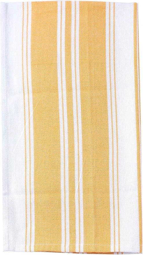 ACCENTHOME Cotton Dish Towels - Absorbent Multi Purpose Kitchen Towel Set of 4, Geometric Print Yellow, 20x28