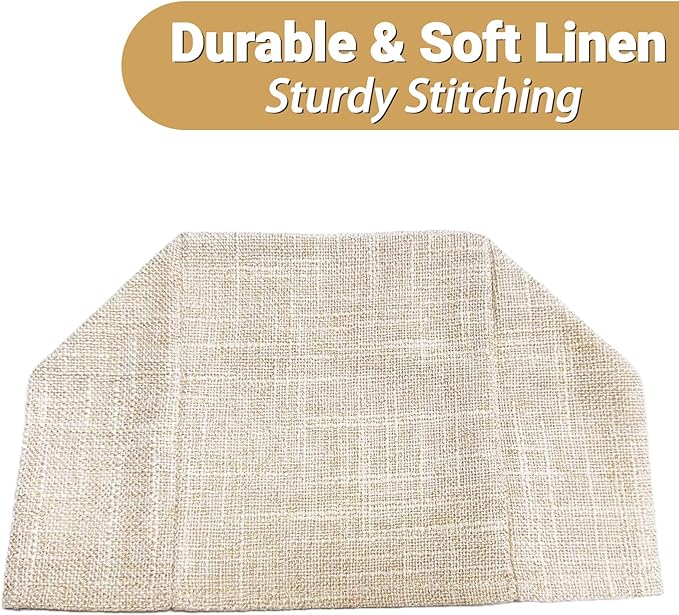 Tissue Box Cover, Cute Beige Linen Fabric Decorative Square Tissue Box Holder/Organizer for Bathroom Vanity Countertop/Office/Nightstand/Desk