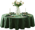 Newbridge Barcelona Damask Fabric Tablecloth, 70 Inch Round, Hunter Green – No Iron, Soil Resistant Table Cover for Dining, Parties and Holidays