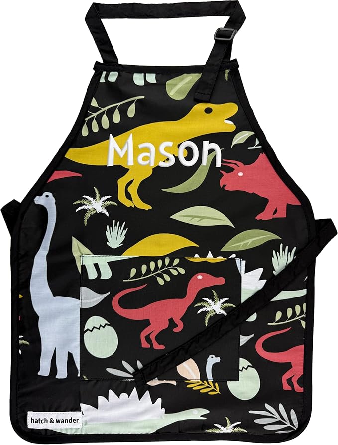 hatch & wander Kids Apron | Fun Kids Aprons for Cooking or Gardening | 4 Fun Designs & 2 Sizes | Kids Painting Apron