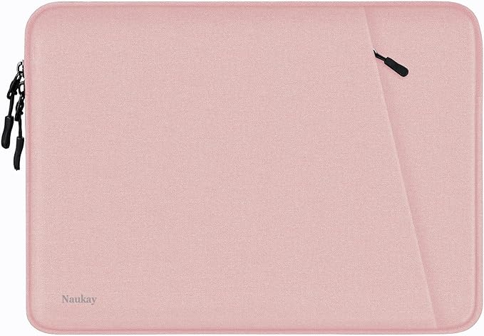 Laptop Sleeve Case 14 inch, Shockproof Protective Computer Cover with Accessories Pocket, Portable Laptop Bag Compatible for 14 inch MacBook Air/Pro, Dell, HP, Acer, Asus, Lenovo, Pink