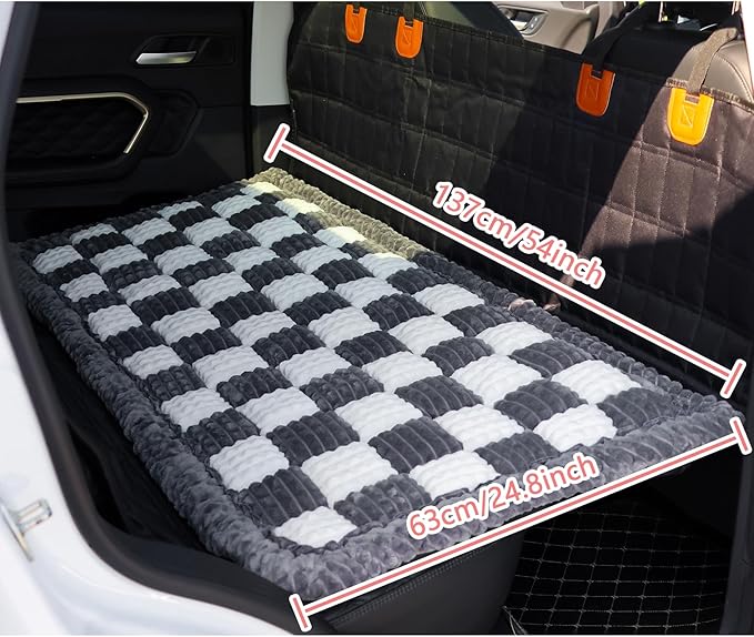 HOMEREFROM Dog Bed for Car, Backseat Pet Bed Mat, Dog Seat Cover for Car Back Seat, Non-Slip Travel Pet Mat, Fit for Backseat Extenders and Seat Covers (Gray&White, 24.8x54inch)