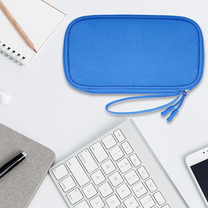 Lacdo USB Flash Drive Case Thumb Drive Holder Case Organizer Portable Electronic Accessories Storage Bag for SanDisk/SamData/Samsung USB Flash Drives Jump Drive Memory Stick, Cable, Medium Size-Blue