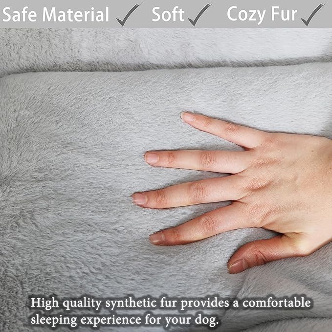 zihapgpzp Dog Crate Pad 30 x 19 for Medium Size Dogs, Super Soft & Plushy Puppy Bed Non-Slip and Machine Washable, Comfort Fluffy Dog Kennel Pad Pet Sleeping Mats,Light Grey 30inch
