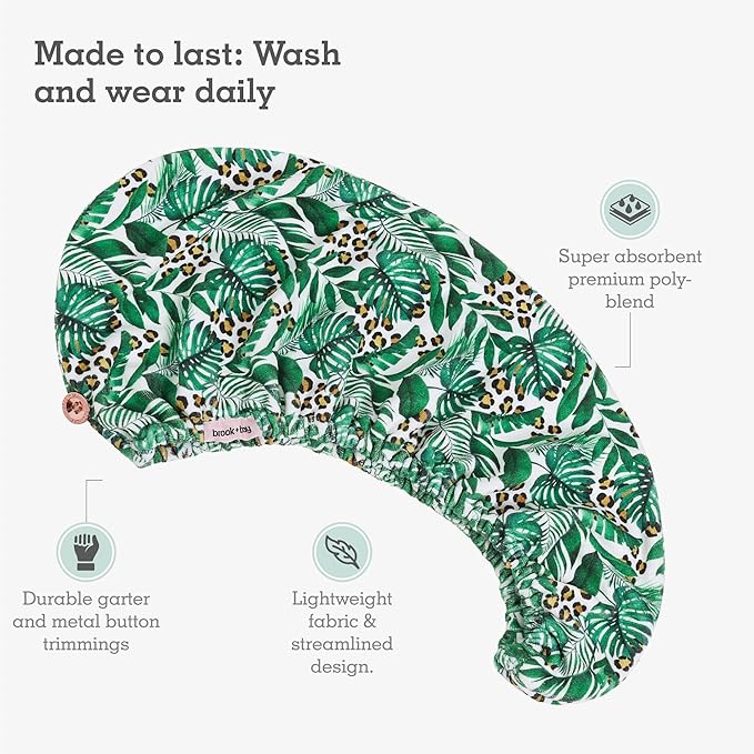 Brook + Bay Microfiber Hair Towel Wrap - Quick-Dry Absorption & Microfiber Towel - Anti-Frizz Styling & Hair Plop Technique