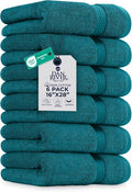 DAN RIVER 6-Pack Premium Hand Towels (16x28 Inches) - 100% Cotton, Ultra Soft, Lightweight, Highly Absorbent Towels for Bathroom, Spa, Gym, Salon, Hotel, and Travel - Teal