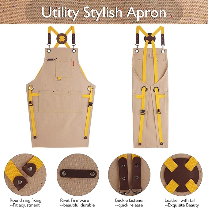 Kids Art Aprons for Painting, Gardening, Cooking, Multiple Pockets, Kids Smock for Boys & Girls, Waterproof (Age6-12)