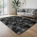 4x6 Dark Grey and Black Fluffy Rug for Bedroom Living Room Soft Fuzzy Large Shag Carpet Furry Plush Big Area Rug Indoor Kids Play Mat for Girls Boys Room Dorm Nursery Home, Tie Dye