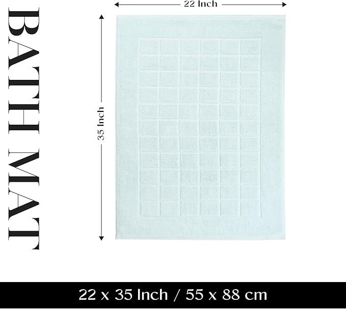 Superior 100% Cotton Bathmat Set, Bath Mats, Bathroom Decor, Shower, Bathtub Essentials, Home Accessories, Small Washable Rug, No Backing, Heavyweight, Nora Collection, Set of 2, 22" x 35", Seafoam