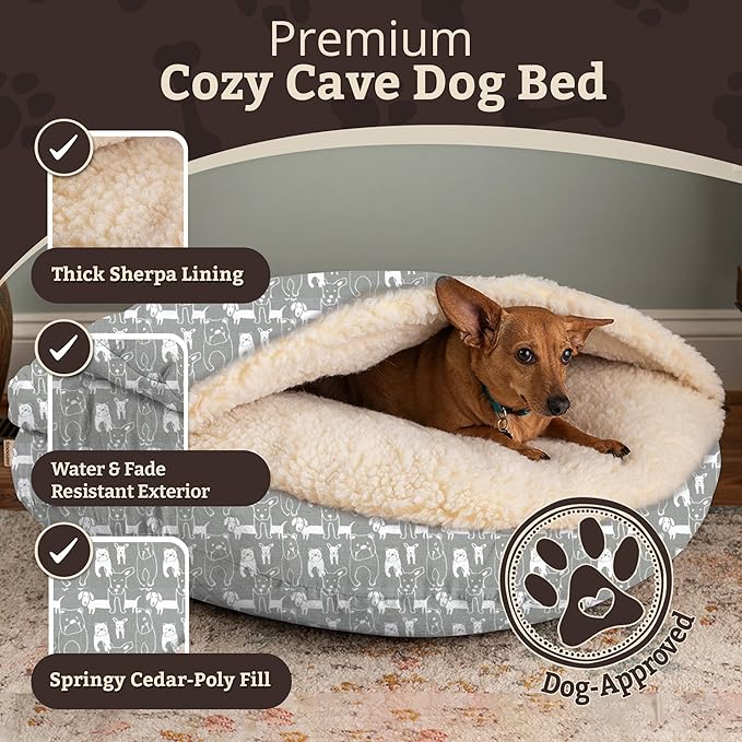 Snoozer Luxury Cozy Cave Pet Bed, Wag Collection, Large - Pedigree Storm