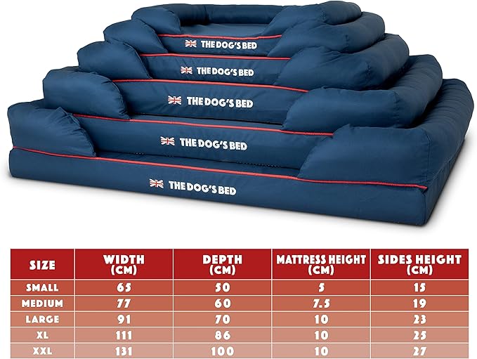 The Dog's Bed Replacement Outer Cover ONLY (Outer Cover ONLY - NO Bed, NO Waterproof Inner) for The Dog's Bed, Washable Oxford Fabric, XXL (Blue with Red Piping UK Embroidery Flag)