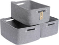 MiniArk Large Storage Baskets for Shelves, Closet Organizers Bins for Clothes Blanket Towels, Baby Nursery, Toy Baskets Box, Woven Rope Baskets, 17 x 13 x 7.5”, 3 Packs Mixed Grey