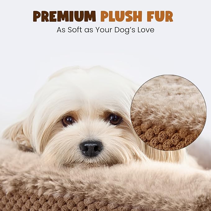 Miorun Orthopedic Dog Bed for Extra Large Dogs – XL Size 48"x36" Washable Bolster Couch, Extra-Thick 3.6" Foam Oval Pad Fits Dog Curve, Washable Removable Calming Plush Cover, Cozy Pet Sofa Bed