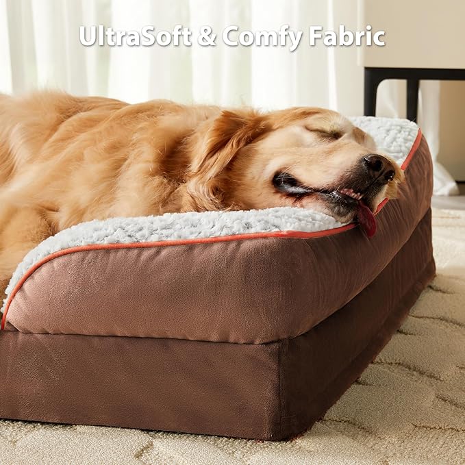 LEXTRO Orthopedic Dog Bed for Medium Dogs, Egg Crate Foam Bed for Medium Dogs, Equipped with Removable Waterproof Pillow Cover and Anti-Slip Bottom, Pet Bed