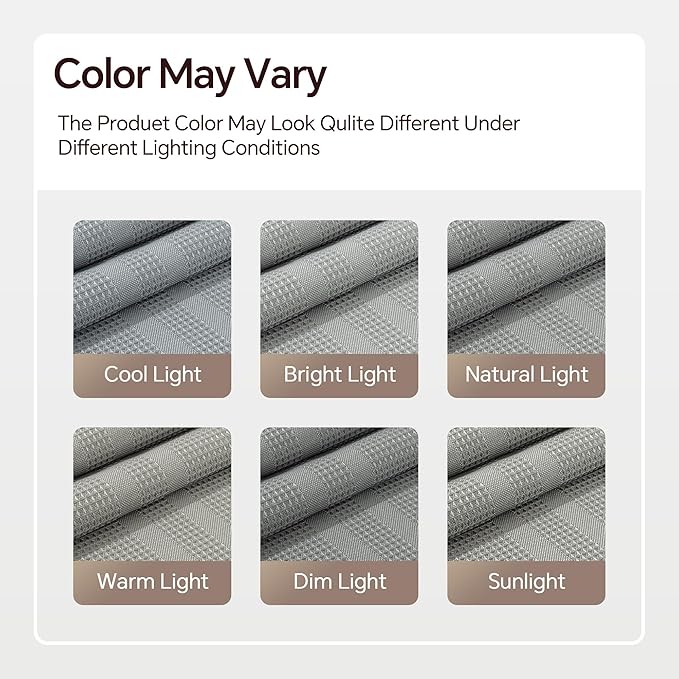 TURKIO Grey Shower Curtain Waffle Weave Shower Curtain Gray Striped Fabric Shower Curtains for Bathroom (72Wx72H, Gray)