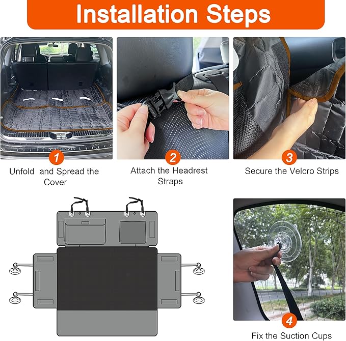 Reliadura SUV Cargo Liner for Dogs, Waterproof Pet Cargo Cover Dog Seat Mat for SUVs Sedans Vans with Bumper Flap Protector, Scrachproof Non-Slip Large Size Dog Seat Mat Universal Fit, Brown