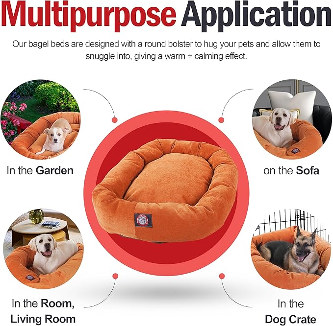 Majestic Pet Villa 40 Inch Shredded Memory Foam Dog Bed for Large Sized Dog 40x29x9 Inch–Orthopedic Pet Bed with Removable Washable Cover-Washable Large Puppy Mat with Head Support-Orange