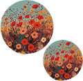Autumn Poppy Flower Trivets for Hot Dishes Pots and Pans Potholders Woven Trivet Cotton Round Large Pot Holder Decor Heat Resistant Hot Pads Mat for Table Counter Cooking Potholder Set of 2