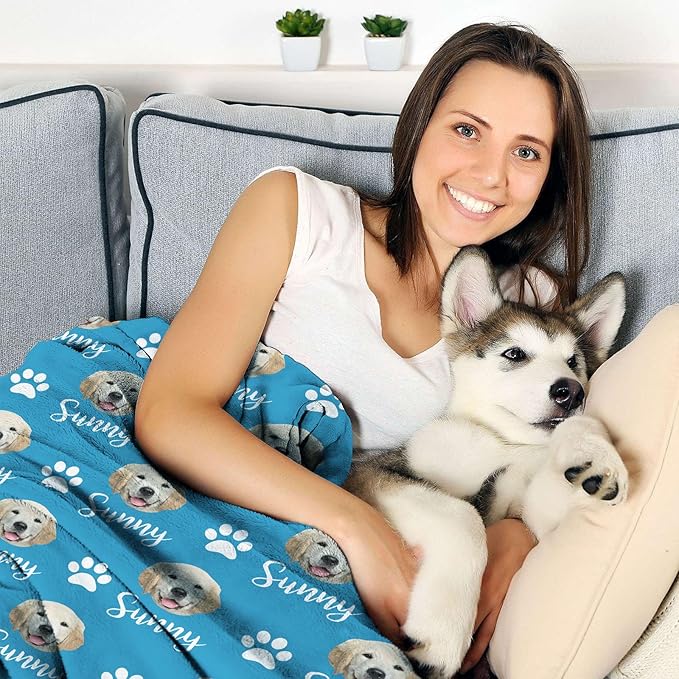 GlisterGlow Personalized Dog Blanket, Customized Pet Blankets with Name Picture, Throw Blanket for Small Medium Large Dog Puppy Cat