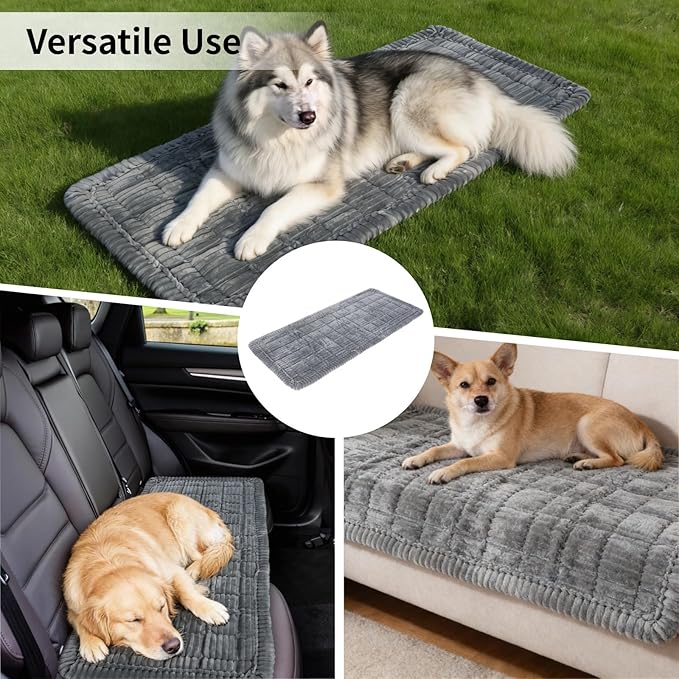 DORMIYA Backseat Dog Blanket for Car, Non-Slip Dog Bed Car Seat Protector, Soft & Cozy Dogs Blanket, Gray Machine Washable Travel Pet Mat for Cars, 24.4 x 53.9 in