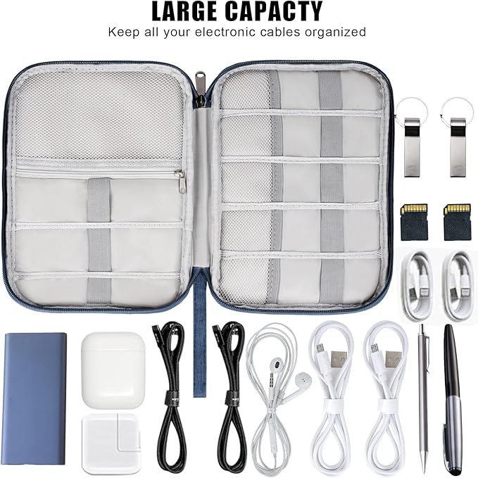 XINGXINRONG Electronic Organizer Travel Universal Cable Organizer Electronics Accessories Bag for Cable, Charger, Phone, USB, SD Card,1Pack