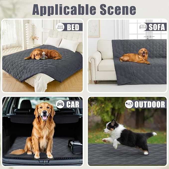 Smiry Waterproof Dog Bed Cover Blanket 40x80, Soft Reversible Pet Blanket, Washable Leakproof Cats Dogs Couch Cover for Sofa, Couch, Furniture, Lattice, Dark Grey/Dark Grey
