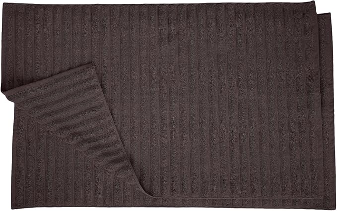 Superior Striped Bath Mat 2-Pack, 100% Combed Cotton, Luxury Spa Ribbed Texture, Durable and Washable Bathroom Mats - Black, 22" x 35" each