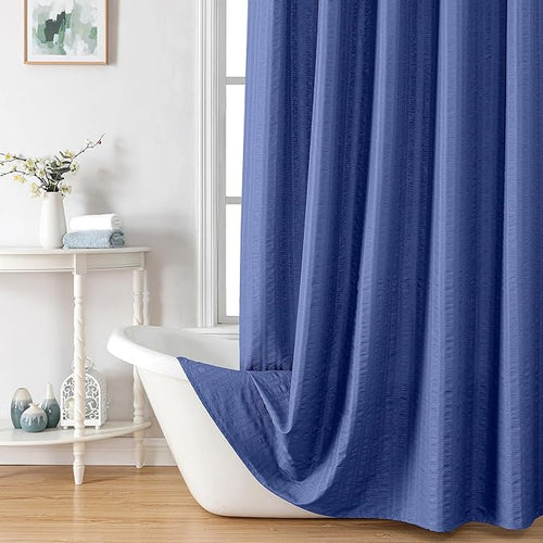 Aiyufeng Royal Blue Stall Fabric Shower Curtain - Soft & Lightweight Small Shower Curtain with Texture for Narrow Stall Size, Machine Washable - 36x72, Blue