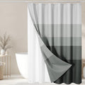 Nesphy Shower Curtain and Liner, Black Ombre Grey Striped 3 in 1 Shower Curtain and PEVA Liner Set with 12 Rust-Resistant Metal Hooks, Waterproof Fabric Shower Curtains for Bathroom, 72 W x 72 H