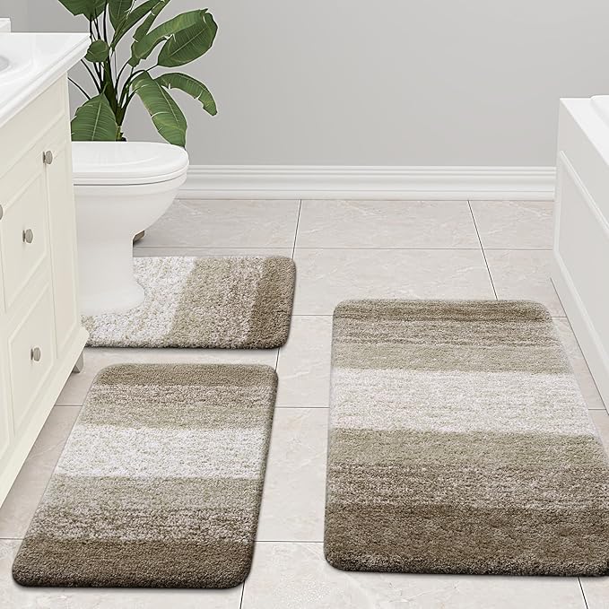 Arotive Microfiber Bathroom Rugs, Shaggy Soft and Absorbent Bath Rug, Non-Slip, Thick Plush Machine Washable Dry Bath Mats for Bathroom, Tub and Shower, 44x24, Coffee, Rectangular