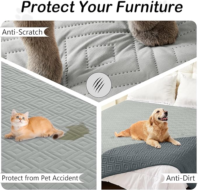 hyha Waterproof Dog Blanket, Soft Dog Bed Cover Pet Blankets, Waterproof Sofa Couch Cover for Dogs Washable, Reversible Pet Couch Covers for Sofa Furniture (40x90 Inch, Grey/Dark Grey)