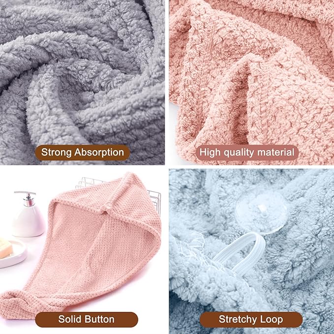 Kldnkig Microfiber Hair Towel for Women: Ideal Christmas Stocking Stuffer for Women, Teen Girls, and Children 3 Pack Drying Wrap Towels Designed for Curly Hair, Anti-Frizz Hair Care Accessory